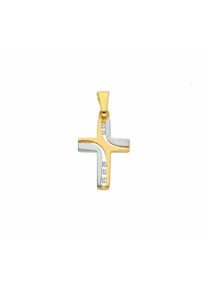 Adelia´s ADELIA ́S Damen Ketten-Anhänger "585 Gold Kreuz Anhänger", mit Zirkonia, Gold, gold, Gold, Schmuckanhänger, mit Zirkonia Goldschmuck für Damen &