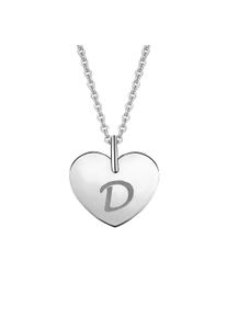 ONE ELEMENT Damen Ketten-Anhänger "Herz Herz", D, Weißgold 333-Gold, silber, Weißgold 333, Gold, Schmuckanhänger, mit Gravur D Buchstaben Anhänger –