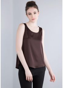 Imperial Damen Blusentop, braun, feminin, Gr. M, Obermaterial: 97% Polyester, 3% Elasthan, Blusen, in glänzender Satinqualität