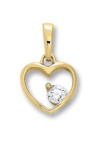 ONE ELEMENT Damen Ketten-Anhänger "Zirkonia Herz Herz Anhänger aus 333 Gelbgold", Gelbgold 333-Gold, gold, Gelbgold 333, Gold, Schmuckanhänger, für