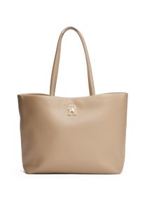 Tommy Hilfiger Damen Tragetasche "TH MODERN TOTE", beige, Lederimitat, unifarben, Taschen, Damen Schultertasche, Umhängetasche mit TH-Schmuckelement