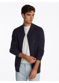 Tommy Hilfiger Herren Strickjacke "RACKING STRUCTURE BASEBALL ZT", blau, casual, Gr. S, Strick, Obermaterial: 100% Baumwolle, Strickjacken