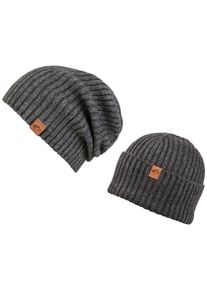 Chillouts Damen Beanie "Justin Hat", grau, casual,klassisch,modisch,sportlich, unifarben, Strick, Rippstrick, Kunstfaser, Mützen, mit Chillouts-Logo