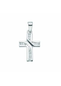 Adelia´s ADELIA ́S Damen Kreuzkette "Halskette - Kreuzkette mit Kreuz Anhänger mit Zirkonia aus 925", Silber 925 (Sterlingsilber), silber, Silber 925