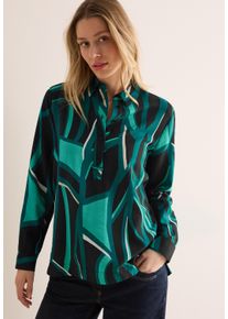 Cecil Damen Langarmbluse, schwarz, casual, Gr. XXL, bedruckt, Stoff, 85% Modal, 15% Polyester, Blusen, mit dekorativer Knopfleiste