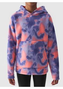 4F Kinder Kapuzenpullover, lila, sportlich, Gr. 152, Batikmuster, Fleece, Obermaterial: 100% Polyester, Pullover