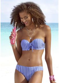 Vivance Damen Bügel-Bandeau-Bikini, blau, Gr. 36, Recycling-Polyamid, Bikini-Sets, mit Zierschleife am Top