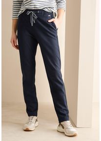 Cecil Damen Relaxhose "Style Tracey", blau, casual, Gr. XS, unifarben, Web, Obermaterial: 75% Viskose, 20% Polyamid, 5% Elasthan, Hosen, mit Kordelzug