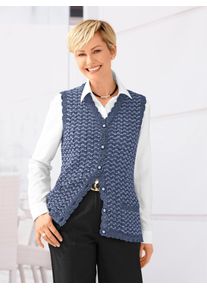 Classic Basics Damen Strickweste, blau, Gr. 48, unifarben, 100% Polyacryl, Westen