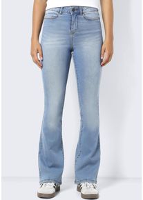 Noisy may Damen Bootcut-Jeans "NMSALLIE HW FLARE JEANS VI162LB NOOS", blau, modisch, Gr. 25, unifarben, Denim/Jeans, Obermaterial: 75% Baumwolle, 18%
