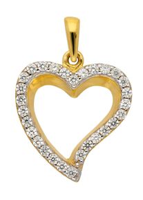 Adelia´s ADELIA ́S Damen Ketten-Anhänger "333 Gold Anhänger Herz", Gold, gold, Gold, Schmuckanhänger, mit Zirkonia Goldschmuck für Damen