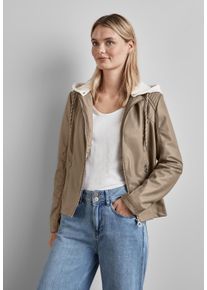 Street One Damen Lederimitatjacke, braun, casual, Gr. 34, unifarben, Stoff, 100% Polyester, Jacken, mit abnehmbarer Kapuze