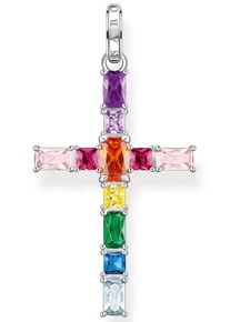 Thomas Sabo Damen Ketten-Anhänger "Kreuz pinke oder bunte Steine, PE939-051-9, PE939-073-7", Silber 925 (Sterlingsilber), 4,54 g, bunt, Silber 925