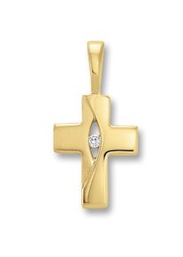 ONE ELEMENT Damen Kreuzkette "Halskette - Kreuzkette mit Zirkonia Kreuz und Anhänger aus 333", mit Zirkonia, Gelbgold 333-Gold, gold, Gelbgold 333,