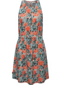 Ragwear Damen A-Linien-Kleid "Sanai Print Organic", blau, modisch, Gr. XL, 100% Lyocell, Kleider, stylisches Sommerkleid mit verspielten Details