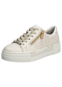 Rieker Damen Plateausneaker, Gr. 38, beige, Lederimitat, sportlich, Schuhe, mit goldfarbenem Reißverschluss, Freizeitschuh, Halbschuh, Schnürschuh