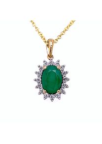 ONE ELEMENT Damen Ketten-Anhänger "0,25 ct Diamant Brillant Smaragd Anhänger", 0,25 ct mit Diamant, Gelbgold 585-Gold-Diamanten, gold, Gelbgold 585,