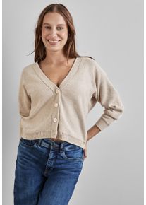 Street One Damen Cardigan, beige, casual, Gr. 46, unifarben, Web, 50% Baumwolle, 27% Polyamid, 13% Metallpolyester, 10% Polyacryl, Strickjacken, mit