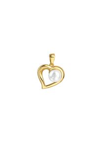 Vivance Damen Ketten-Anhänger "925/- Sterling Silber vergoldet Herz Süßwasserperle", ONE-SIZE, Silber 925 (Sterlingsilber), 1,8 g, gelb, Silber 925