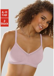 Nuance Damen Soft-BH, Gr. 70, rosa, Stoff, Obermaterial: 80% Baumwolle, 12% Elasthan, 8% Polyamid, klassisch, BHs, ohne Bügel aus weicher Baumwolle,