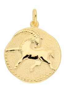 Adelia´s ADELIA ́S Damen Ketten-Anhänger "333 Gold Sternzeichen Anhänger Steinbock Ø 18,2 mm", Steinbock, Gold, gold, Gold, Schmuckanhänger, Goldschmuck für
