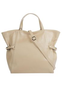 Samantha Look Damen Shopper, beige, Leder, unifarben, leicht glänzend, Taschen, echt Leder, Made in Italy