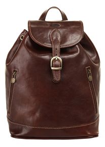 Pike PIKÉ Cityrucksack, braun, Rindsleder, Leder, beschichtet, leicht glänzend, casual, Rucksäcke, echt Leder, Made in Italy