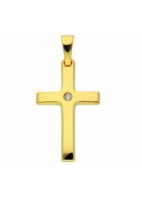 Adelia´s ADELIA ́S Damen Kreuzkette "Halskette - Kreuzkette mit Kreuz Anhänger mit Zirkonia aus 333", Gelbgold 333-Gold, gold, Gelbgold 333, Gold, Halsketten,