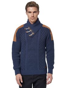 Rusty Neal Herren Strickpullover, blau, casual, Gr. XL, unifarben, 75% Polyacryl, 25% Baumwolle, Pullover, mit trendigem Strickmuster