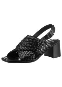 Ara Damen Sandalette "BRIGHTON", Gr. 8, schwarz, Glattleder, Flechtoptik, klassisch, Schuhe, Sommerschuh, Sandale, Blockabsatz, in Flecht-Optik,