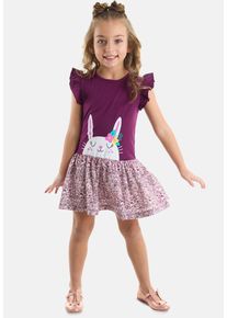 DENOKIDS Mädchen Shirtkleid "Cute Bunny", rot, Basic, Gr. 98, bedruckt, 95% Baumwolle;5% Elasthan, Kleider, mit niedlichem Hasen-Print