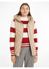 Tommy Hilfiger Damen Steppweste "CHEVRON MW PADDED VEST", beige, casual, Gr. S, unifarben, Web, Obermaterial: 100% Polyamid. Futter: 100% Polyester.