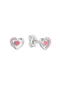 Vivance Paar Ohrstecker "925/- Sterling Silber rhodiniert Herz Zirkonia", ONE-SIZE, Silber 925 (Sterlingsilber), weiß, Silber 925 (Sterlingsilber),