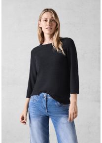 Cecil Damen 3/4-Arm-Shirt, schwarz, casual, Gr. XS, unifarben, Stoff, 66% Polyester, 33% Viskose, 1% Elasthan, Shirts, mit U-Boot-Ausschnitt