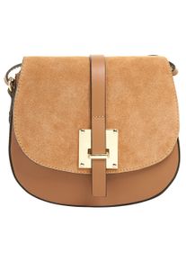 CLUTY Damen Umhängetasche, braun, Leder, beschichtet, Taschen, echt Leder, Made in Italy