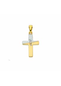 Adelia´s ADELIA ́S Damen Ketten-Anhänger "585 Gold Kreuz Anhänger", mit Zirkonia, Gold, gold, Gold, Schmuckanhänger, mit Zirkonia Goldschmuck für Damen &