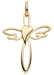 Jobo Damen Ketten-Anhänger "Anhänger Kreuz mit Herz", Gelbgold 375, gelb, Gelbgold 375, Schmuckanhänger, 375 Gold 25 mm