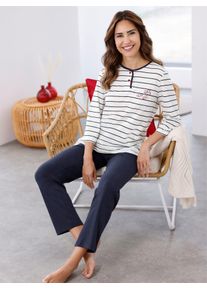 Damen Schlafanzug, Gr. 48, blau, 100% Baumwolle, Homewear-Sets