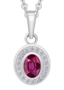 ONE ELEMENT Damen Ketten-Anhänger "0,04 ct Diamant Brillant Rubin Anhänger", 0,04 ct mit Diamant, Weißgold 585-Gold-Diamanten, silber, Weißgold 585,