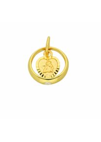 Adelia´s ADELIA ́S Damen Kette mit Anhänger "585 Gold Anhänger Taufring mit Zirkonia Ø 10,4 mm", Gelbgold 585, gold, Gelbgold 585, Halsketten, Schmuckset - Set