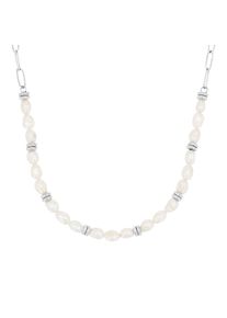 s.Oliver Damen Kette mit Anhänger "2039727", Edelstahl-Perlen, L: 45cm B: 5mm, silber, Edelstahl, Perlen, B:5mm, Halsketten, mit Süßwasserzuchtperle