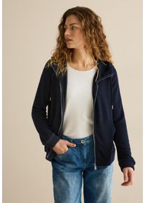 Cecil Damen Sweatjacke, blau, casual, Gr. XS, unifarben, Sweatware, Obermaterial: 63% Polyester, 32% Viskose, 5% Elasthan; Futter: 100% Viskose,