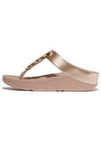 fitflop Damen Dianette "HALO BEAD-CIRCLE METALLIC TOE-POST SANDALS", Gr. 39metallic latte beige, goldfarben, Lederimitat, metallic, Glitzer, modisch,