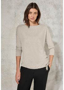 Cecil Damen Langarmshirt, beige, casual, Gr. XXL, unifarben, Stoff, 67% Viskose, 28% Polyester, 5% Elasthan, Shirts, mit Tunnelzugsaum