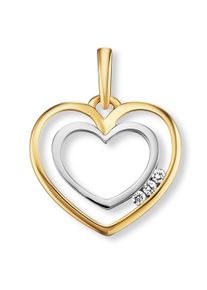 ONE ELEMENT Damen Ketten-Anhänger "0.03 ct Diamant Brillant Herz Anhänger", 0,03 ct, Gelbgold 585-Gold-Diamanten, gold, Gelbgold 585, Gold,