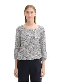Tom Tailor Damen Langarmshirt, blau, casual, Gr. XS, gemustert, Jersey, Obermaterial: 65% Polyester, 35% Viskose, Shirts, mit All-Over Print