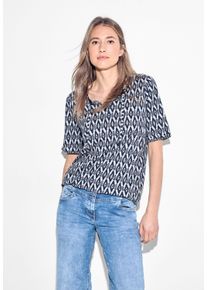 Cecil Damen T-Shirt, weiß, casual, Gr. XS, bedruckt, Web, 50% Modal, 50% Baumwolle, Shirts, mit Gummizug im Bund