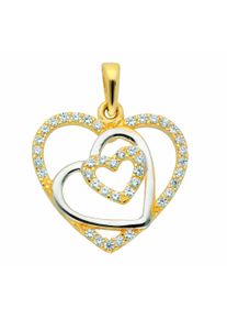 Adelia´s ADELIA ́S Damen Kette mit Anhänger "333 Gold Anhänger Herz mit Zirkonia", gold, Halsketten, Schmuckset - Set mit Halskette