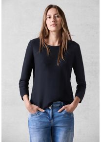 Cecil Damen 3/4 Arm-Pullover, blau, casual, Gr. S, unifarben, Web, Stoff, 60% Baumwolle, 40% Viskose, Pullover, Feinstrick