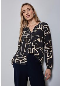 Street One Damen Langarmbluse, lila, casual, Gr. 34, bedruckt, Web, Obermaterial: 100% Viskose, Blusen, mit All-Over Print
